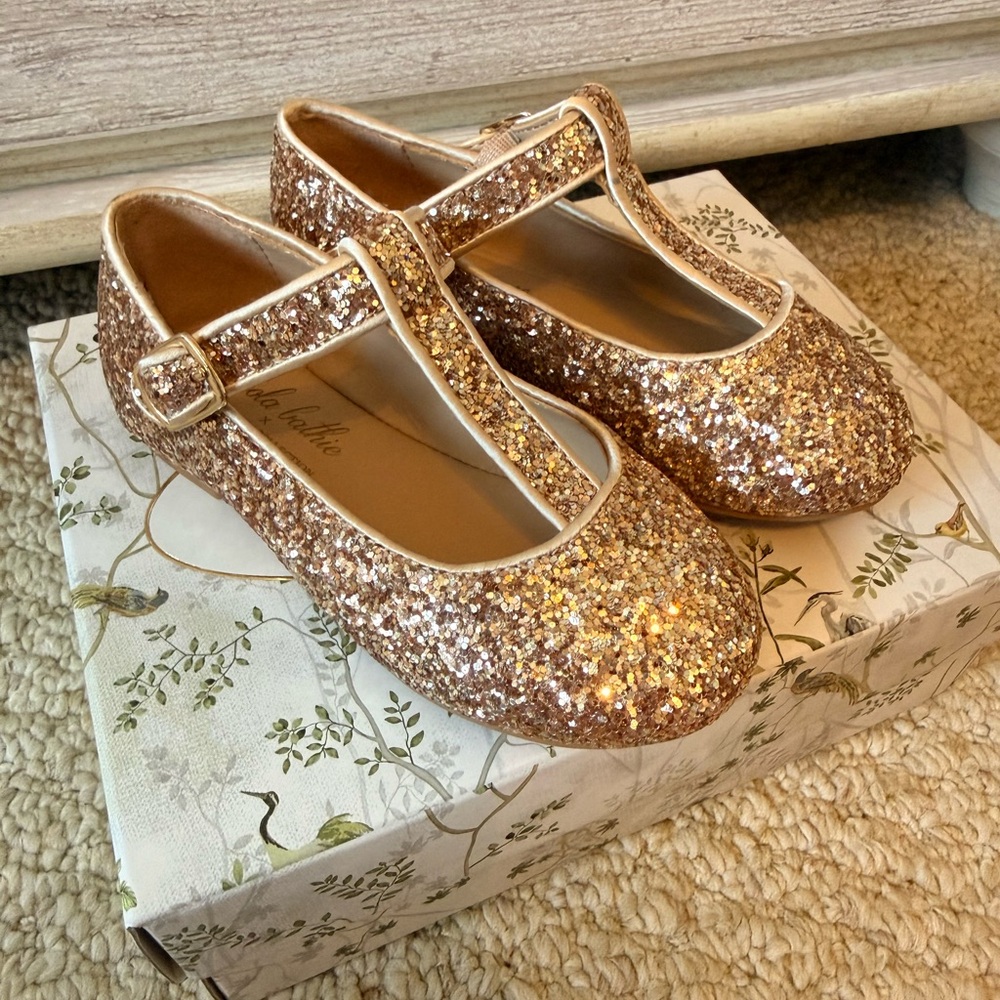 Nicola Bathie x Edgehill Collection Gold Glitter Dress Shoes